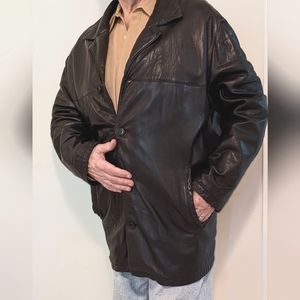 Men's 3XL Black Leather Coat